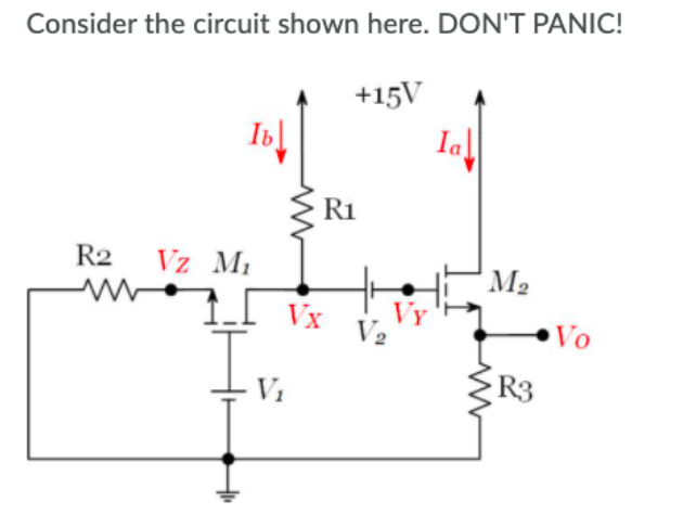  R1 = 8 kohm, R2 = 2 kohm, and R3 = 3 kohm. The currents la and Ib have been measured. la = 1.7 mA and Ib = 0.58 mA. Determine VO. Enter your answer in Volts rounded to two decimal places.