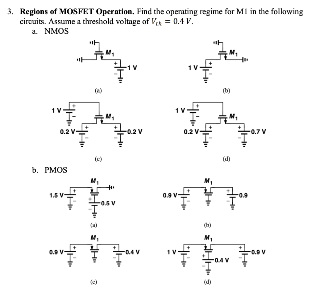 Regions of MOSFET Operation. Find the operating regime for M1 in the f
