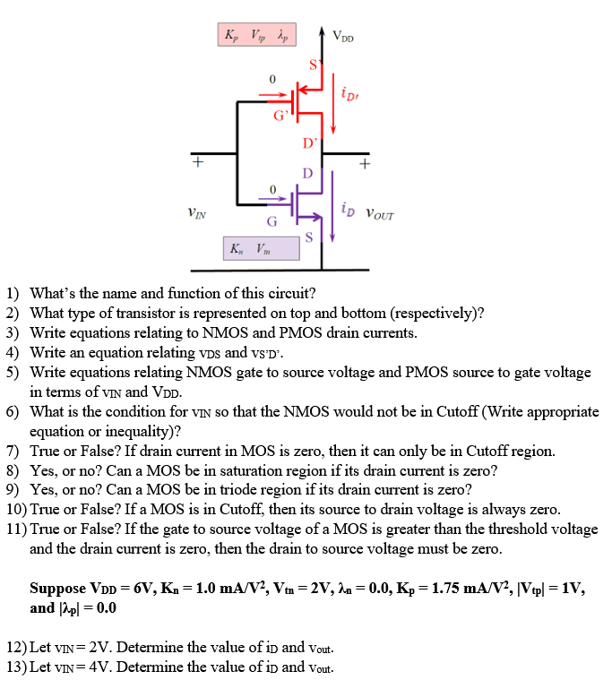 Problem 3 The FET has: Vtn = 2 V, λ = 0.05 V−1 and K = 1.0 mA/V2. VDD