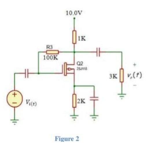 Assuming that the NMOS is in saturation region, analysis the circuit in figure 2 using Both  DC and AC Analysis .In this analyses use the following data  = 0.005 V-1, k = 0.4 mA/V2 Vt = 2.0 V. Make so you justify your answer with following two saturation conditions  VGS > VTH and VDS > VGS - VTH 