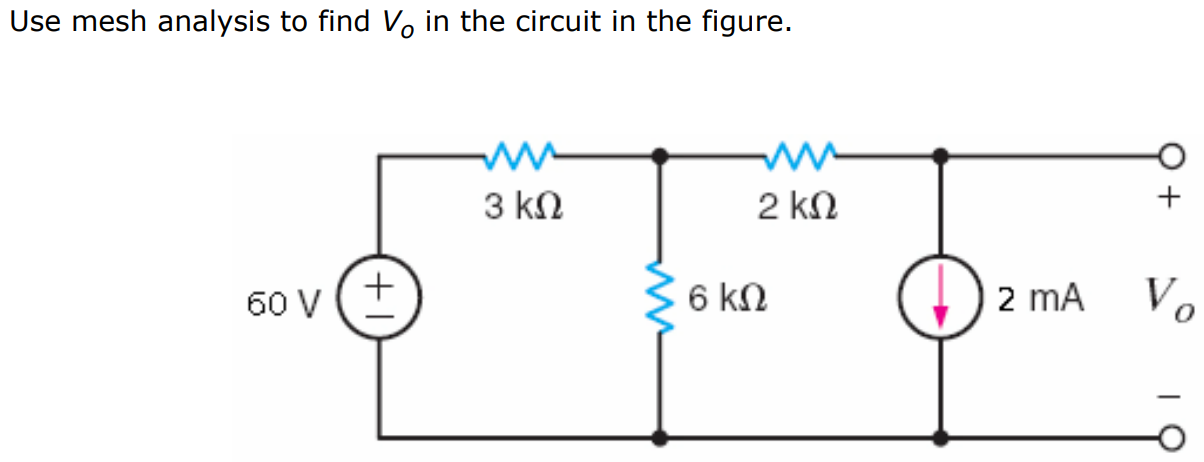 Use mesh analysis to find Vo in the circuit in the figure.