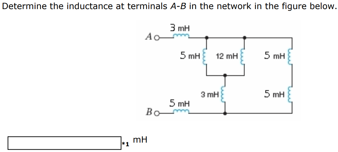 Determine the inductance at terminals A-B in the network in the figure below. mH