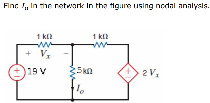 Find Io in the network in the figure using nodal analysis.