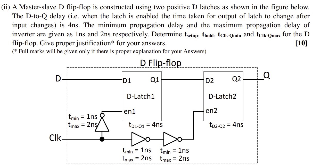 (ii) A Master-slave D flip-flop is constructed using two positive D la