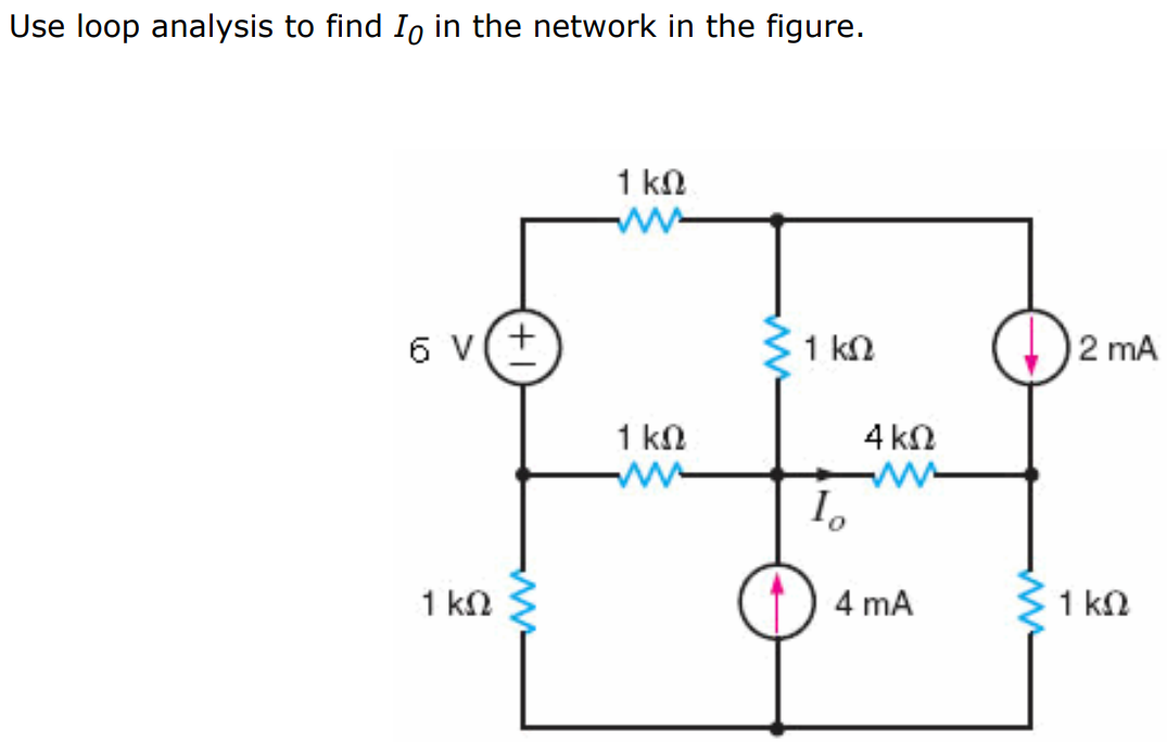 Use loop analysis to find I0 in the network in the figure.