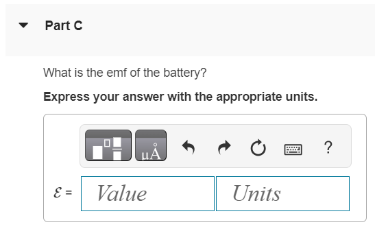 In (Figure 1), R1 = 3.00 Ω, R2 = 6.00 Ω, and R3 = 3.00 Ω. The battery has negligible internal resistance. The current I2 through R2 is 3.00 A. Part A What is the current I1 through R1 ? Express your answer with the appropriate units. Submit Request Answer Part B What is the current I3 through R3 ? Express your answer with the appropriate units. I3 = Value Units Submit Request Answer Part C What is the emf of the battery? Express your answer with the appropriate units. 