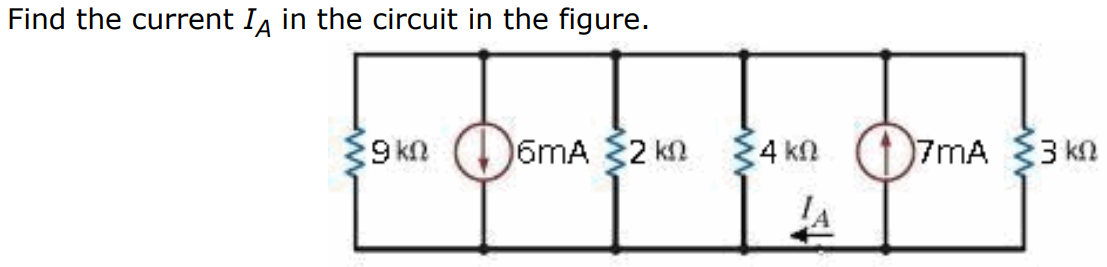 Find the current IA in the circuit in the figure.