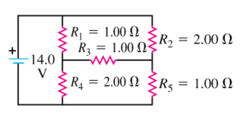 Part A Find the current through the battery in the circuit shown in (Figure 1). Express your answer in amperes. I = A Submit Request Answer Part B Find the current through the resistor R1 in the circuit. Express your answer in amperes. I = A Part C Find the current through the resistor R2 in the circuit. Express your answer in amperes. Submit Request Answer Part D Find the current through the resistor R3 in the circuit. Express your answer in amperes. Part E Find the current through the resistor R4 in the circuit. Express your answer in amperes. I = A Submit Request Answer Part F Find the current through the resistor R5 in the circuit. Express your answer in amperes. I = A Part G What is the equivalent resistance of the resistor network? Express your answer in ohms. R =