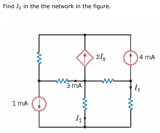 Find I1 in the the network in the figure.