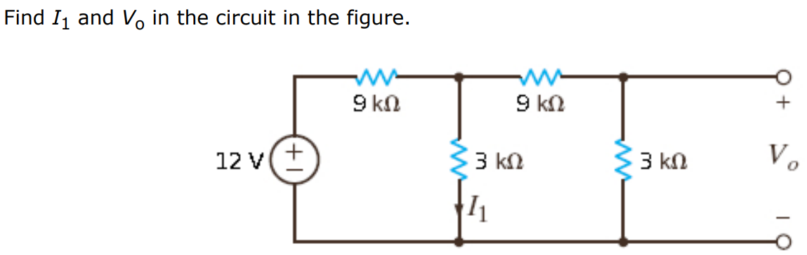 Find I1 and Vo in the circuit in the figure.