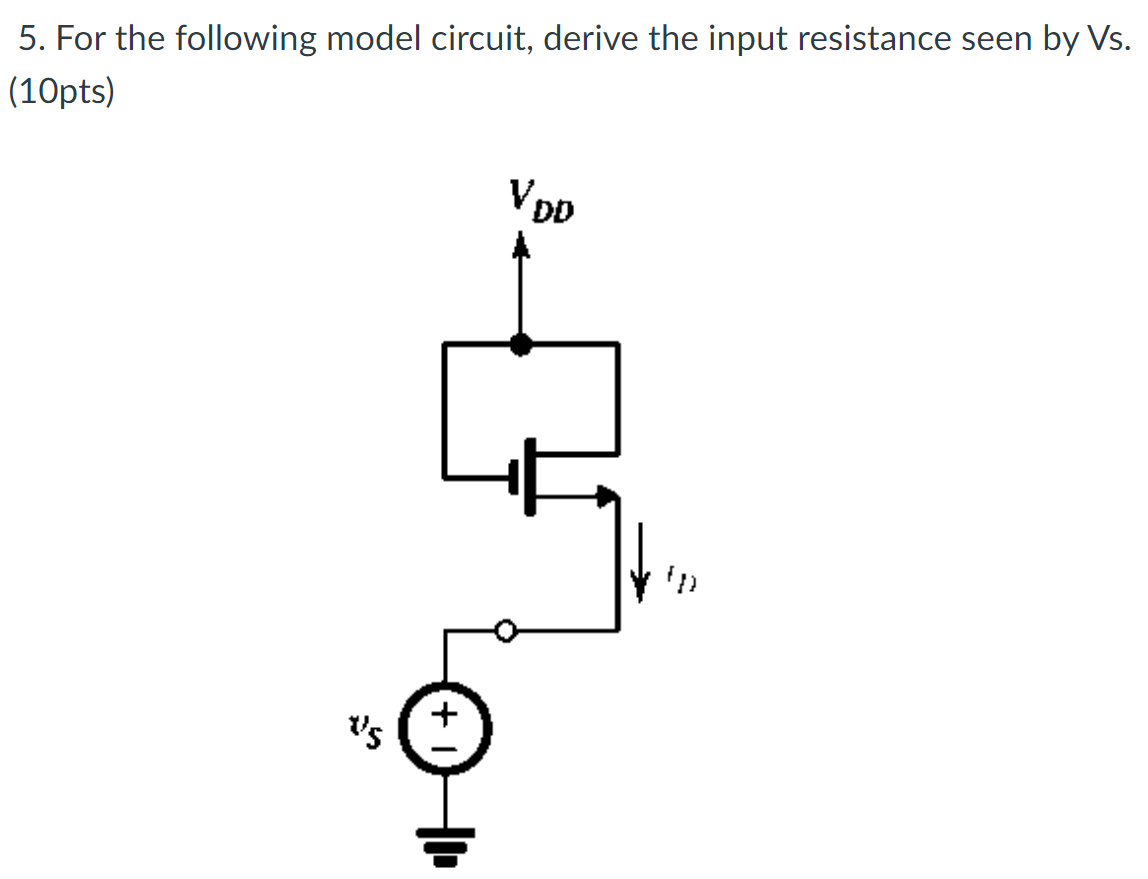 For the following model circuit, derive the input resistance seen by Vs. (10pts)